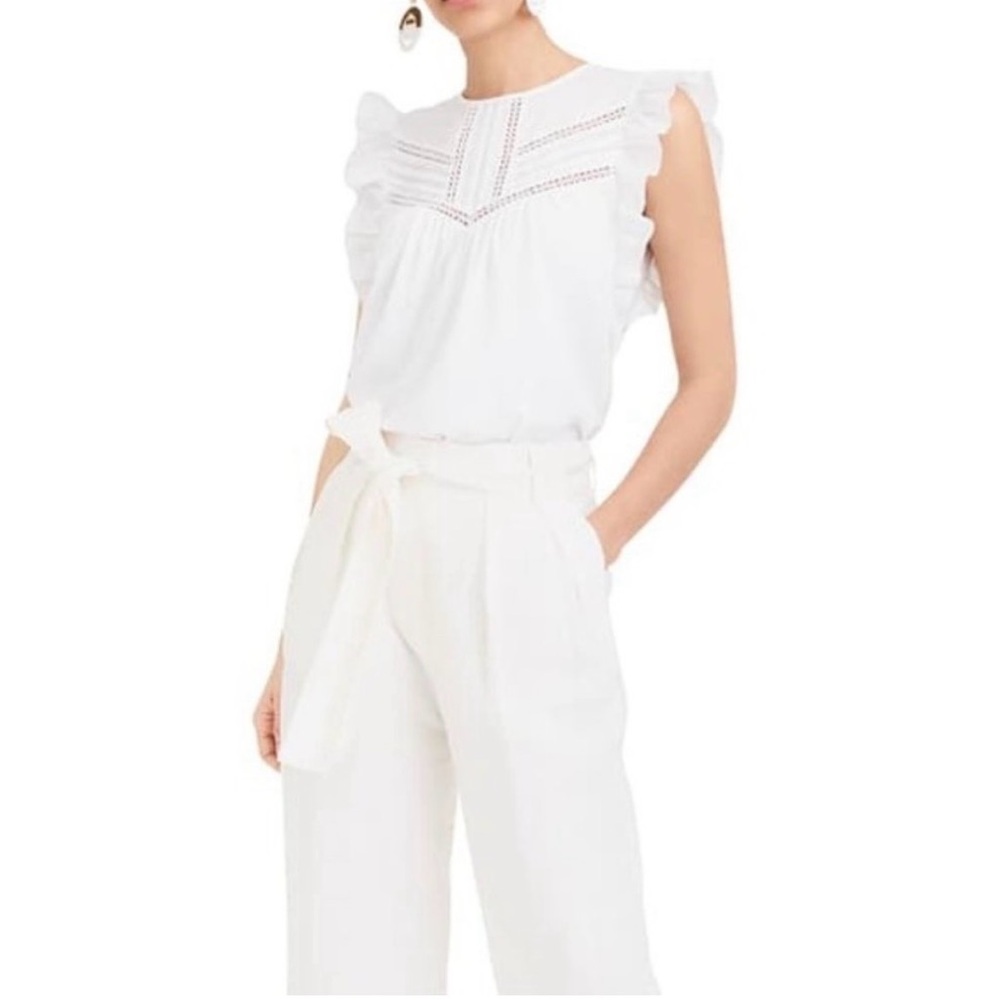 J Crew Point Sur Eyelet Flutter Sleeve Tee Dark Cinnamon Size Medium